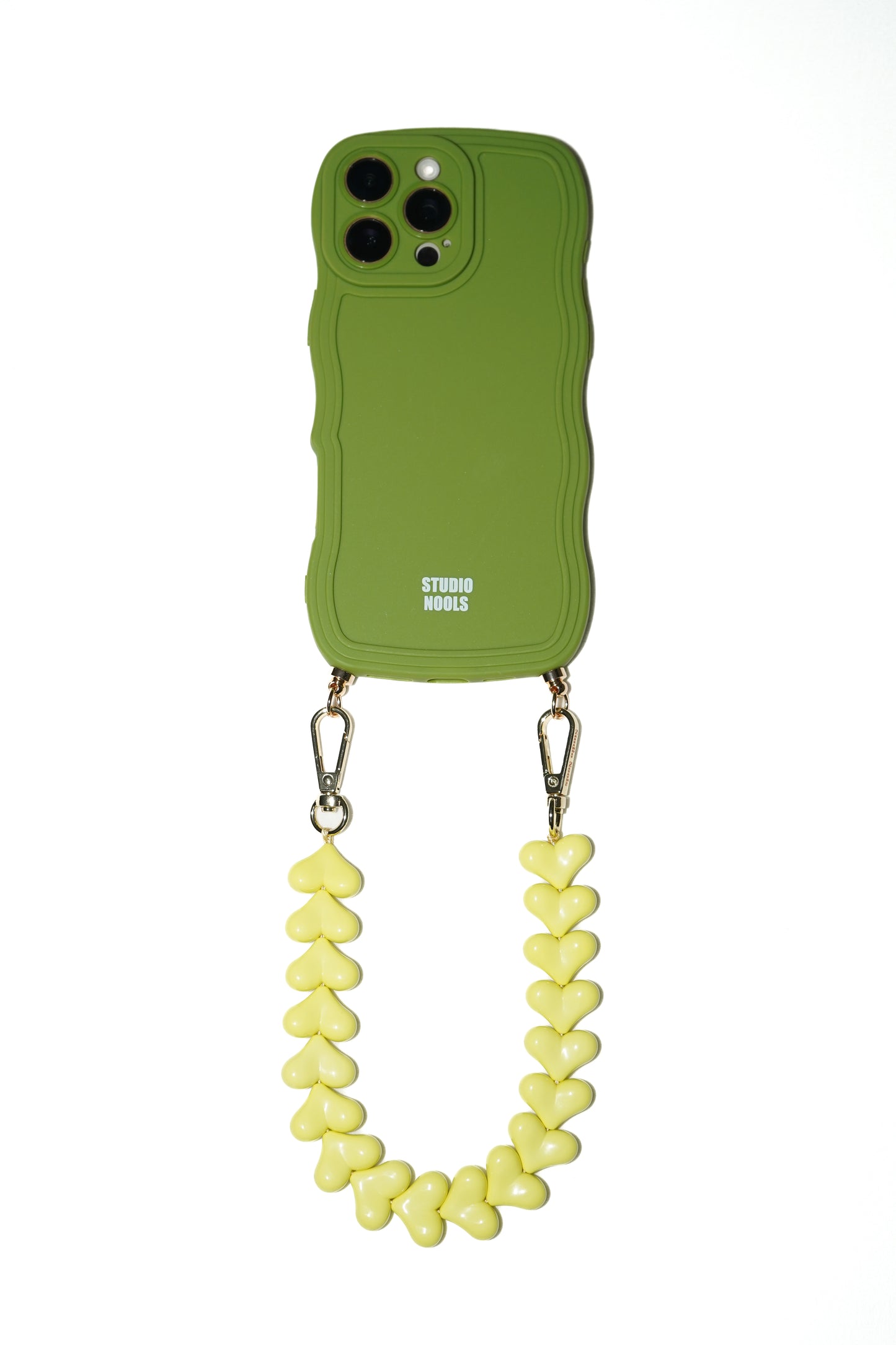 Heart phone cord bright yellow
