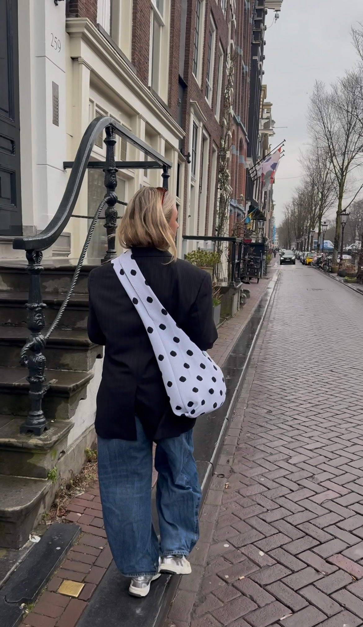 Riva bag - polkadot black/white