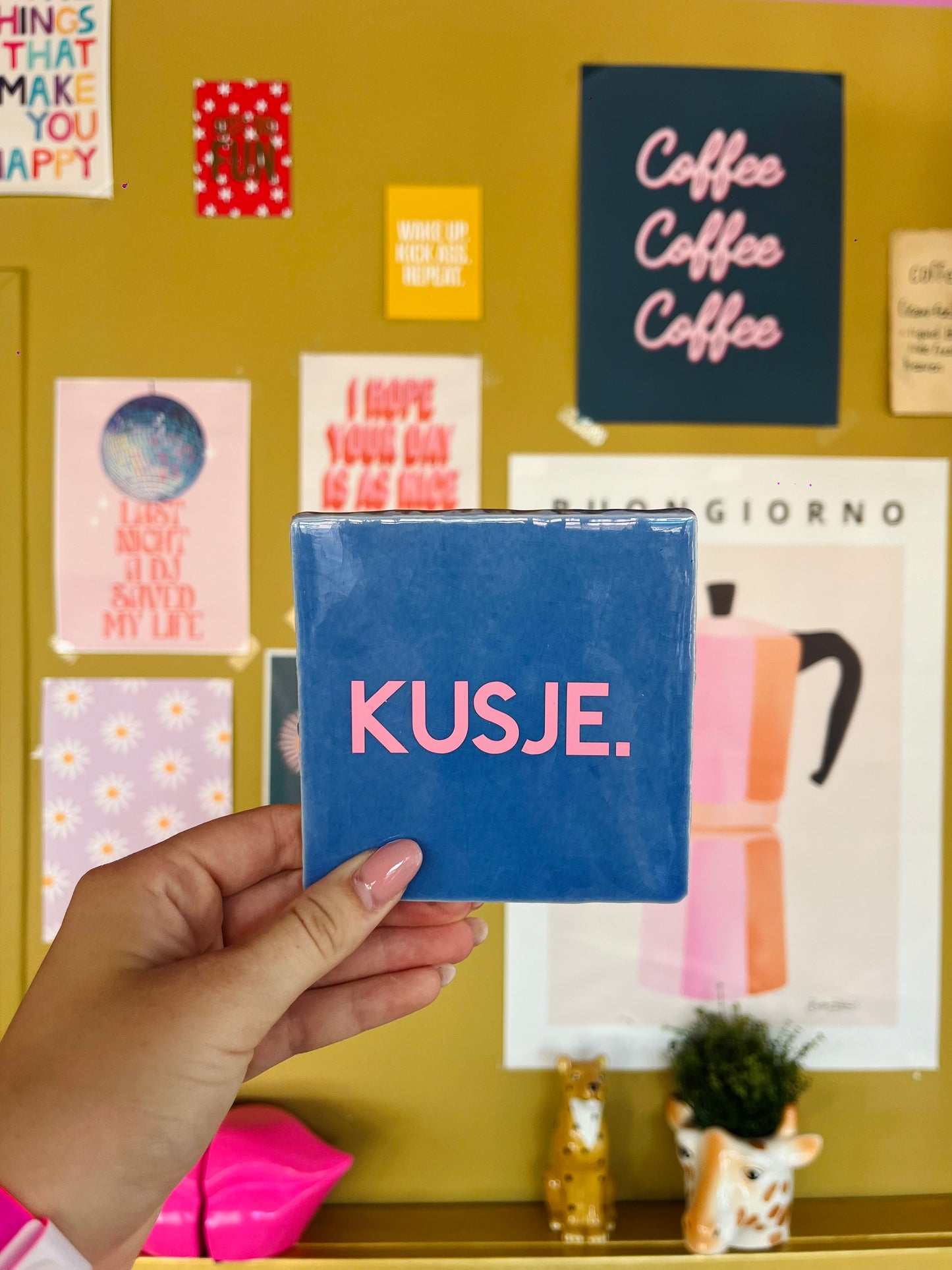 Kusje - quote tegel