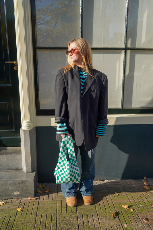 Fay bag checker white/green