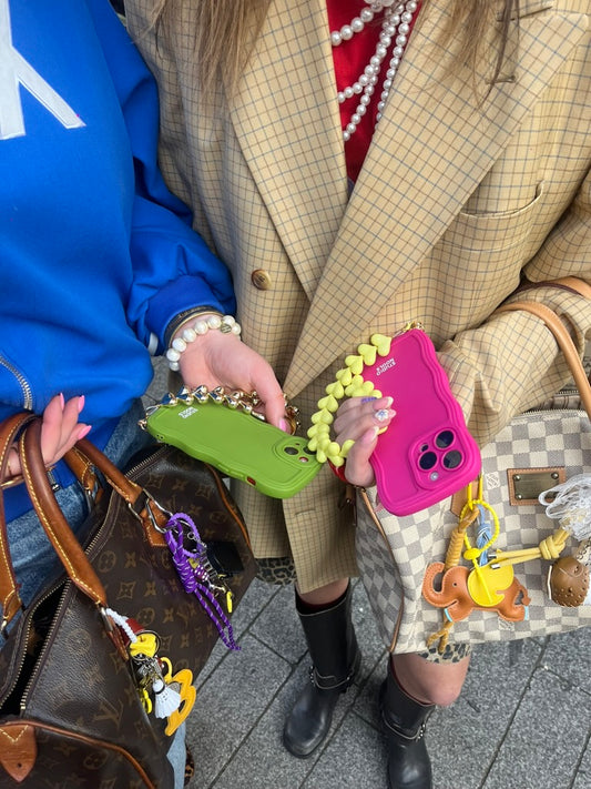 Heart phone cord bright yellow