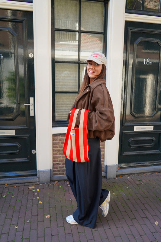 Fay bag stripes beige/red