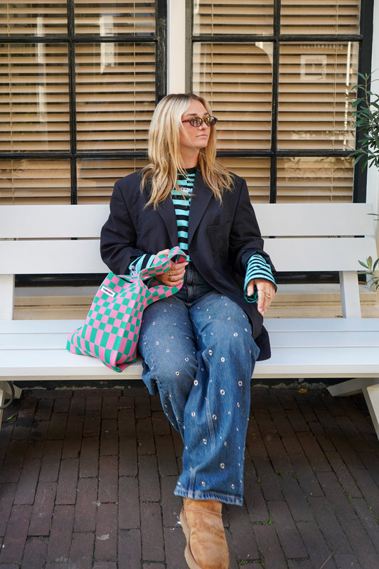 Fay bag checker pink/green