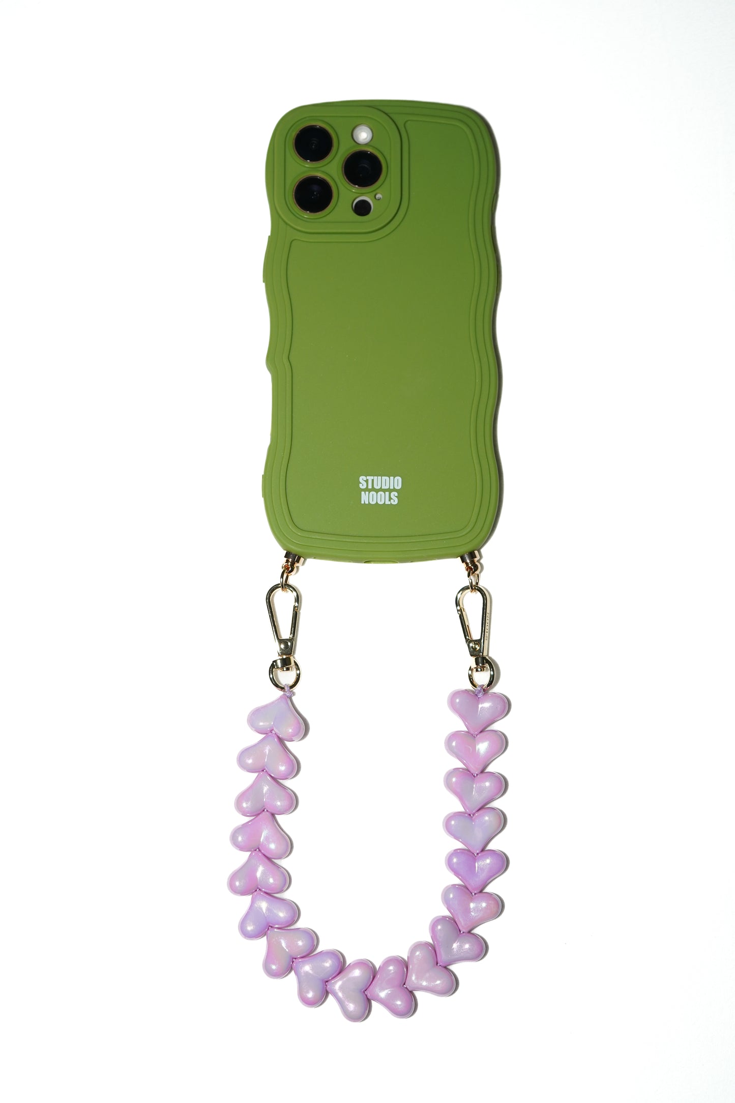 Heart phone cord shiny lila