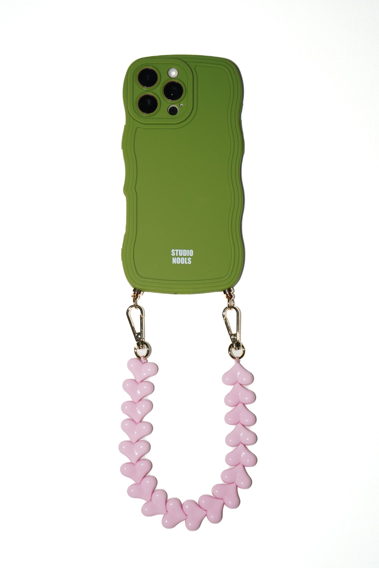 Heart phone cord baby pink