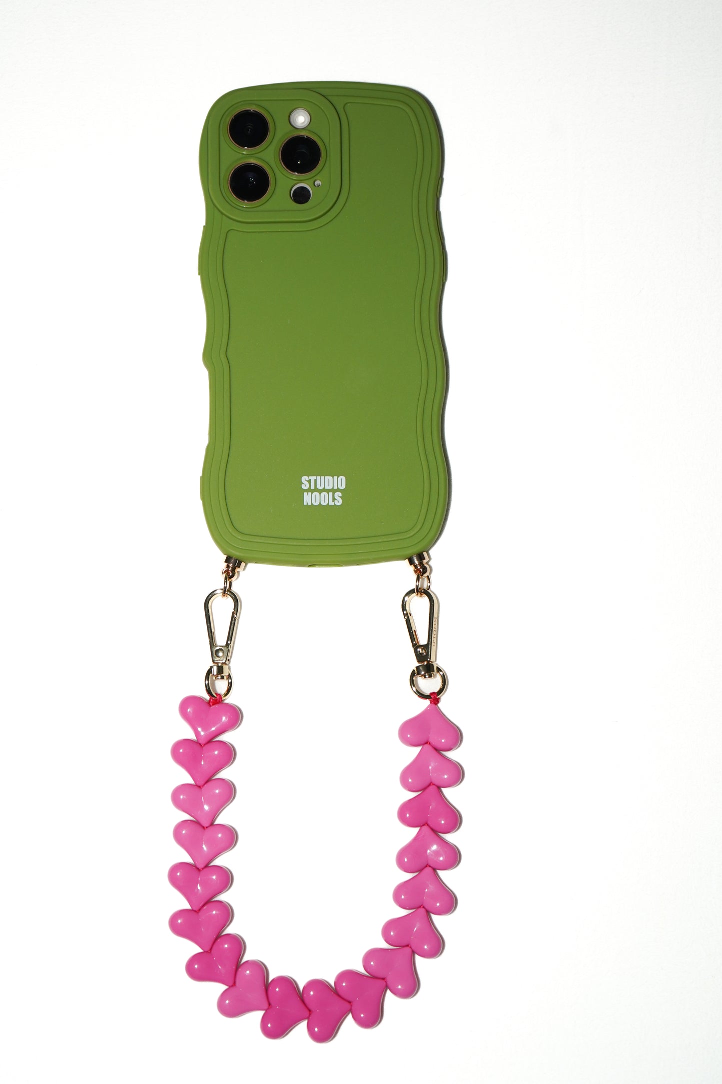 Heart phone cord pink