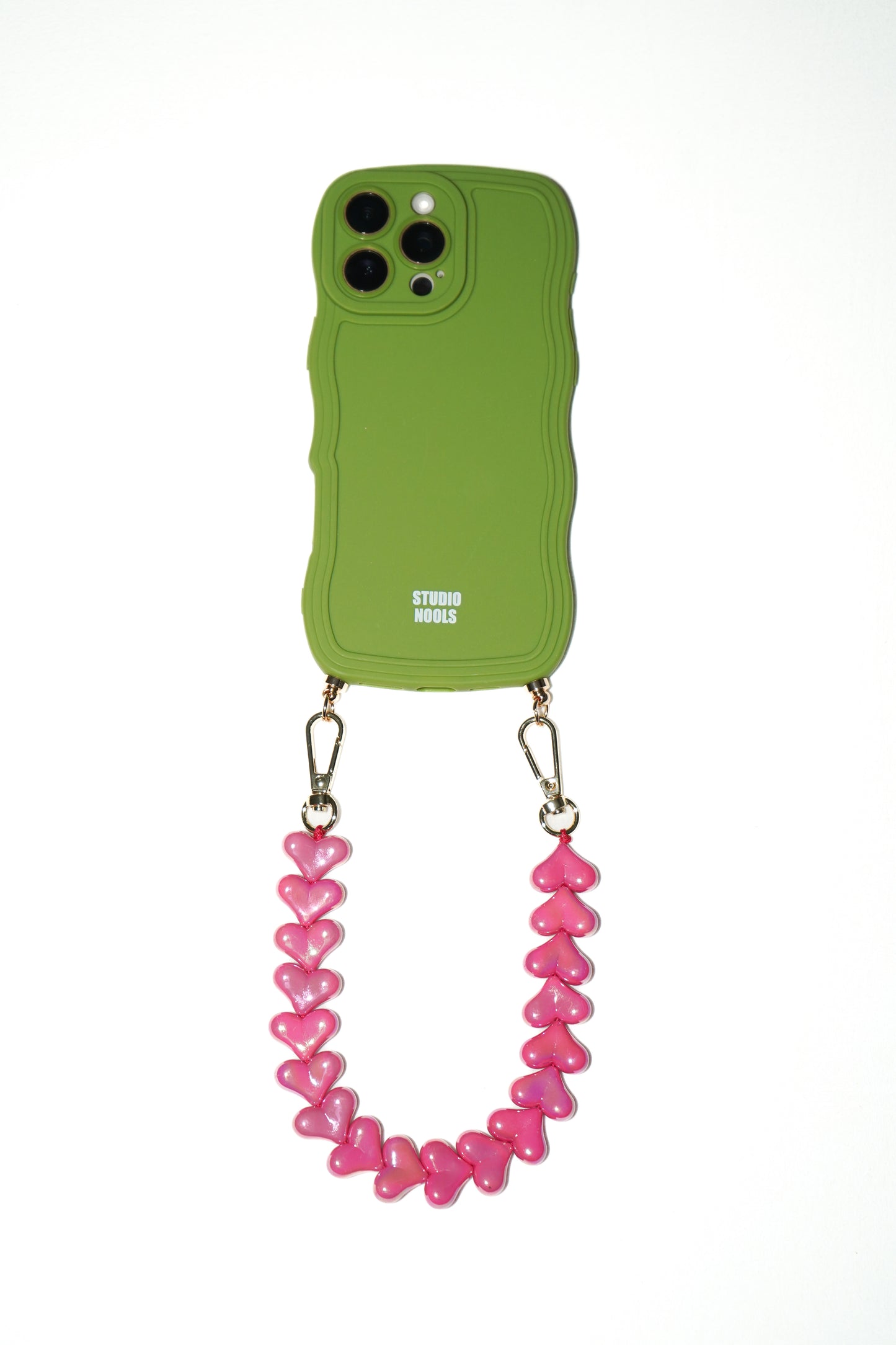 Heart phone cord shiny pink