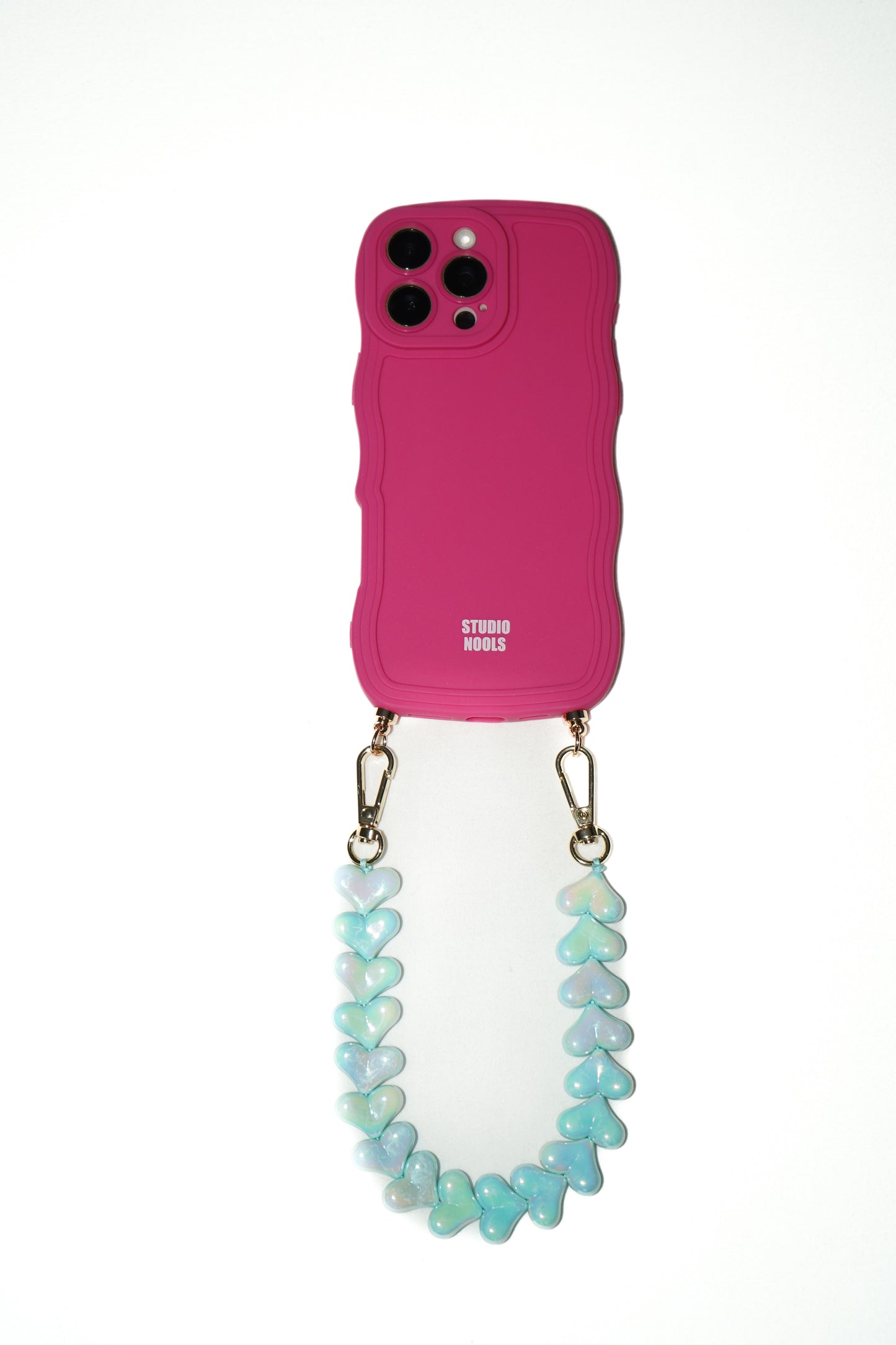 Heart phone cord shiny turquoise