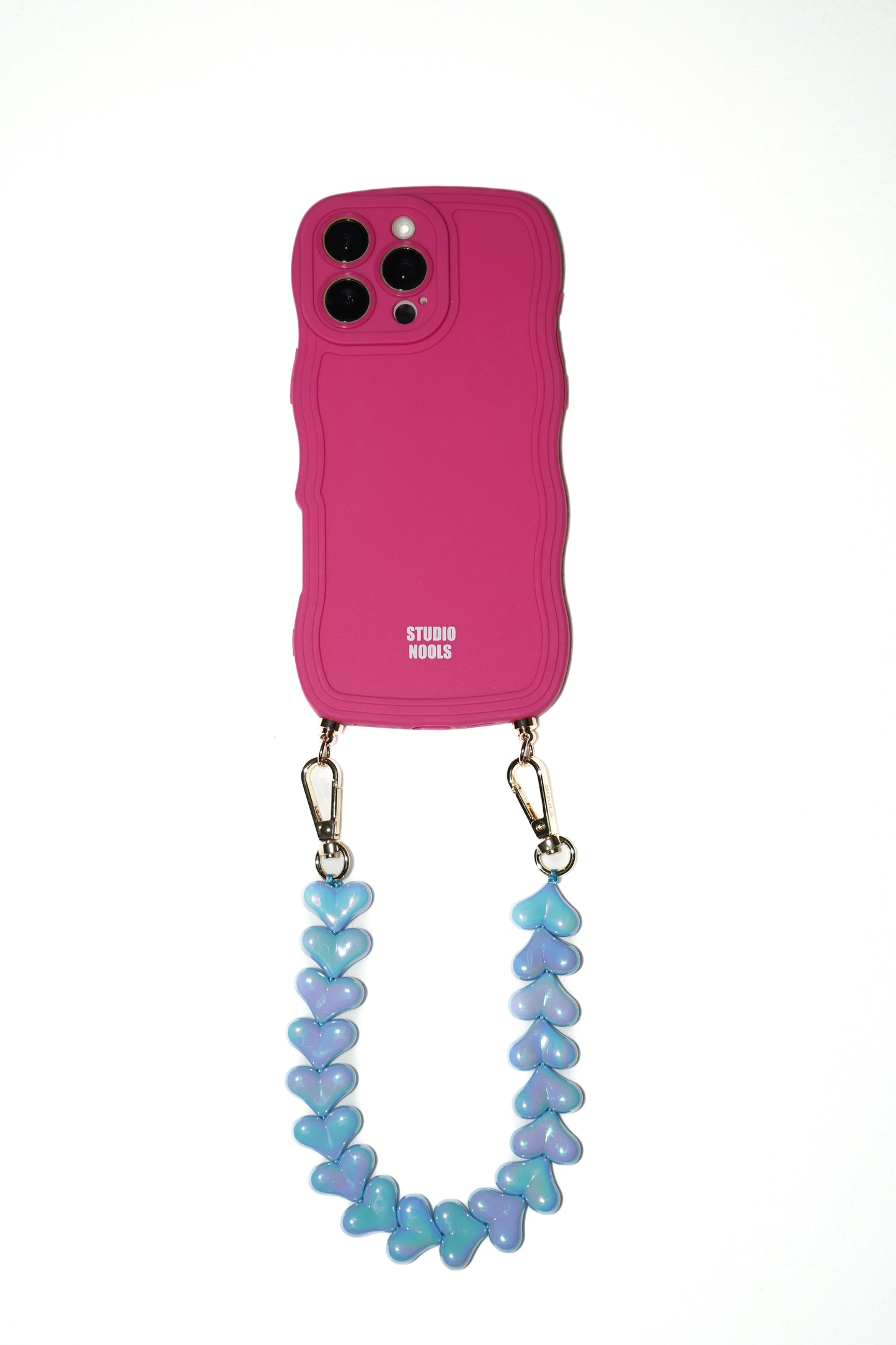Heart phone cord shiny blue