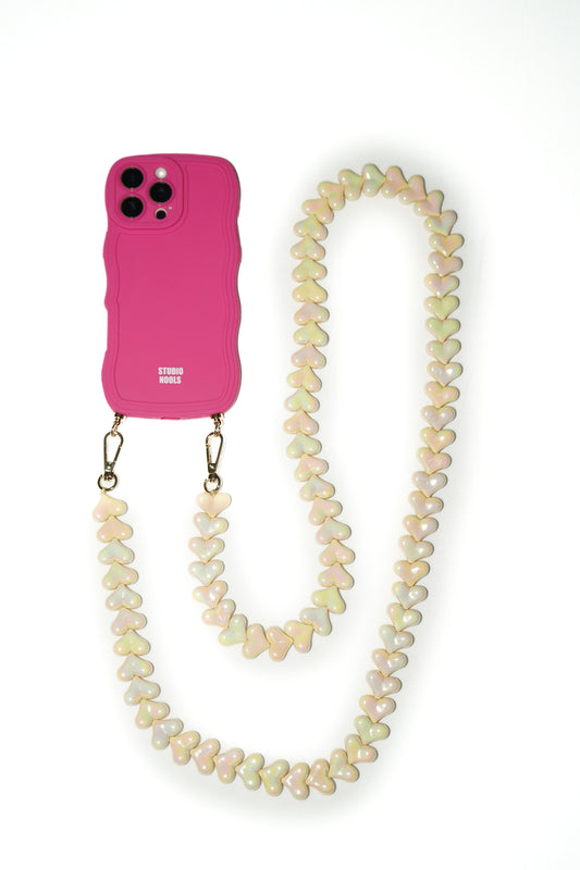 Heart phone cord long shiny butter yellow