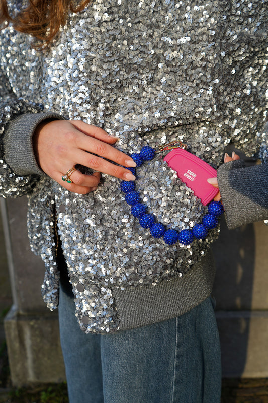 Glitter phone cord blue