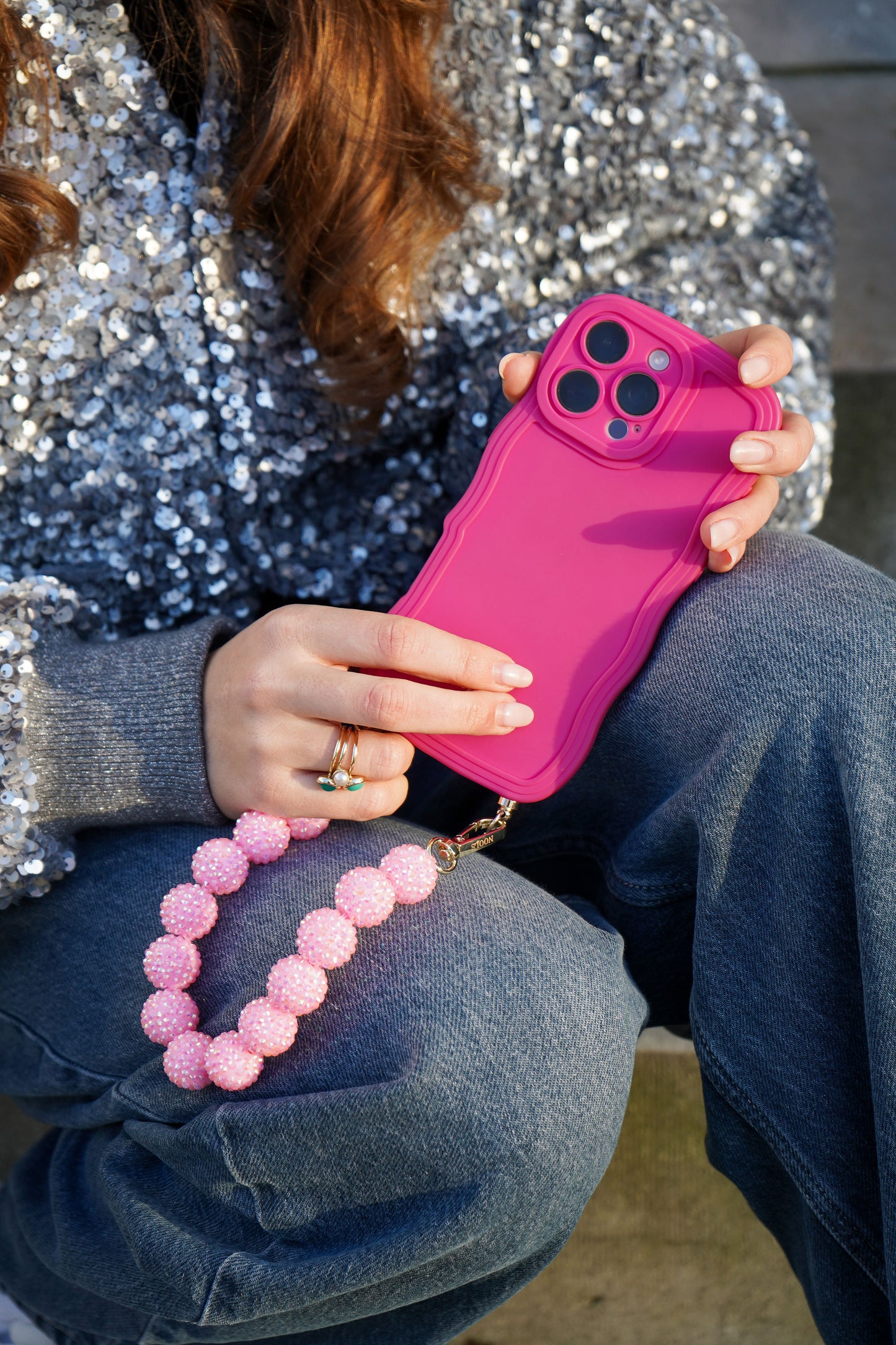 Glitter phone cord pink