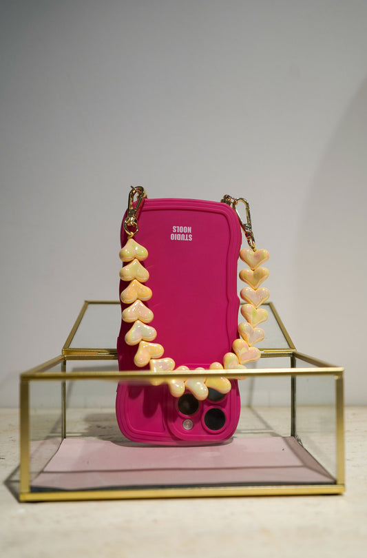 Heart phone cord shiny butter yellow