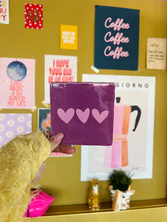 3 hartjes - quote tegel