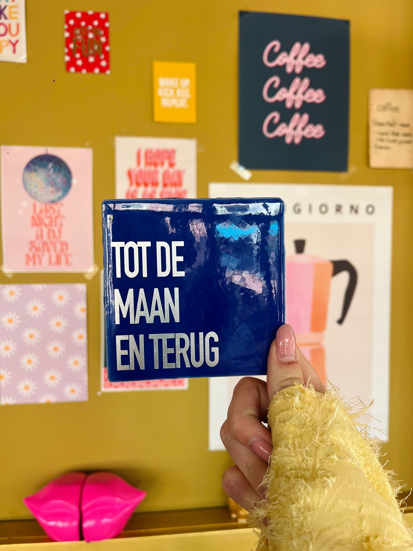 Tot de maan - quote tegel